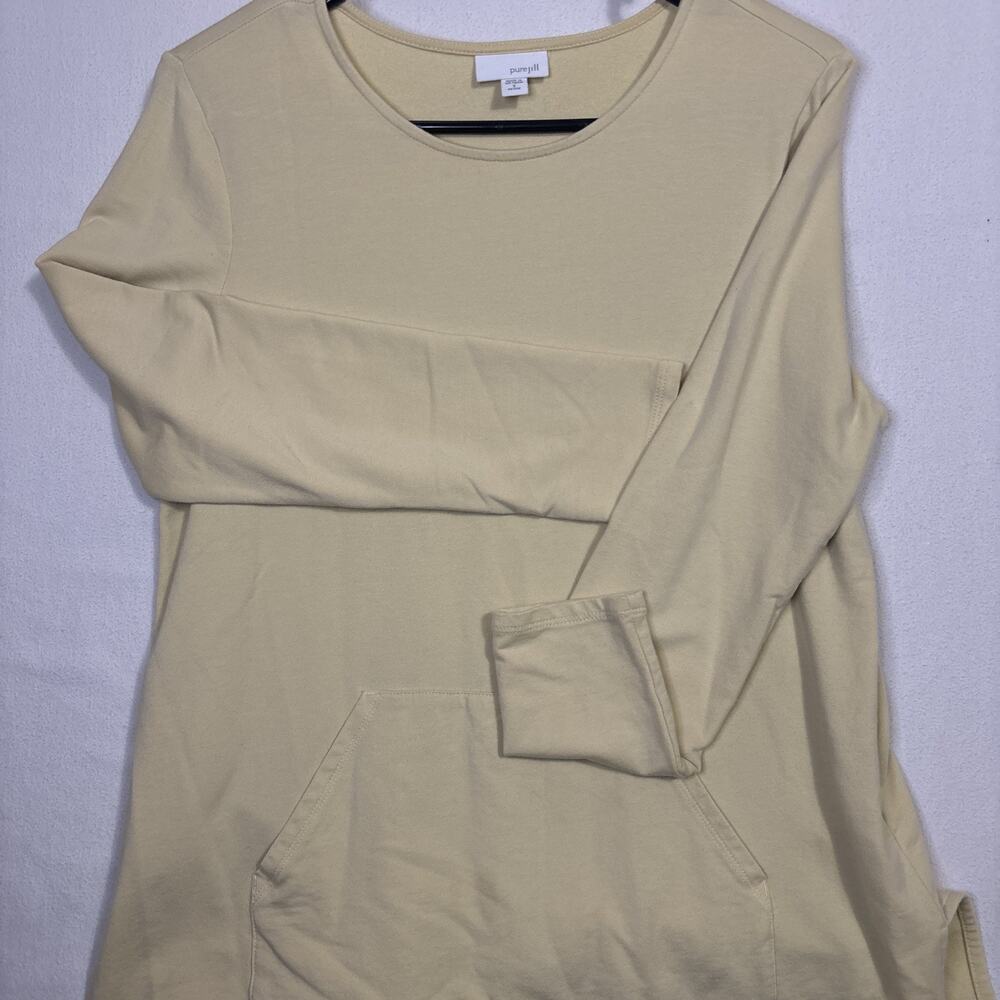 PureJill Women's Butter Yellow Tunic Size Small Kangaroo Pockets long sleeve